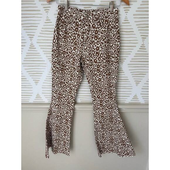 Altar’d State Women’s Small Leopard Print Bell Bottom Flair Jeans - Picture 1 of 3